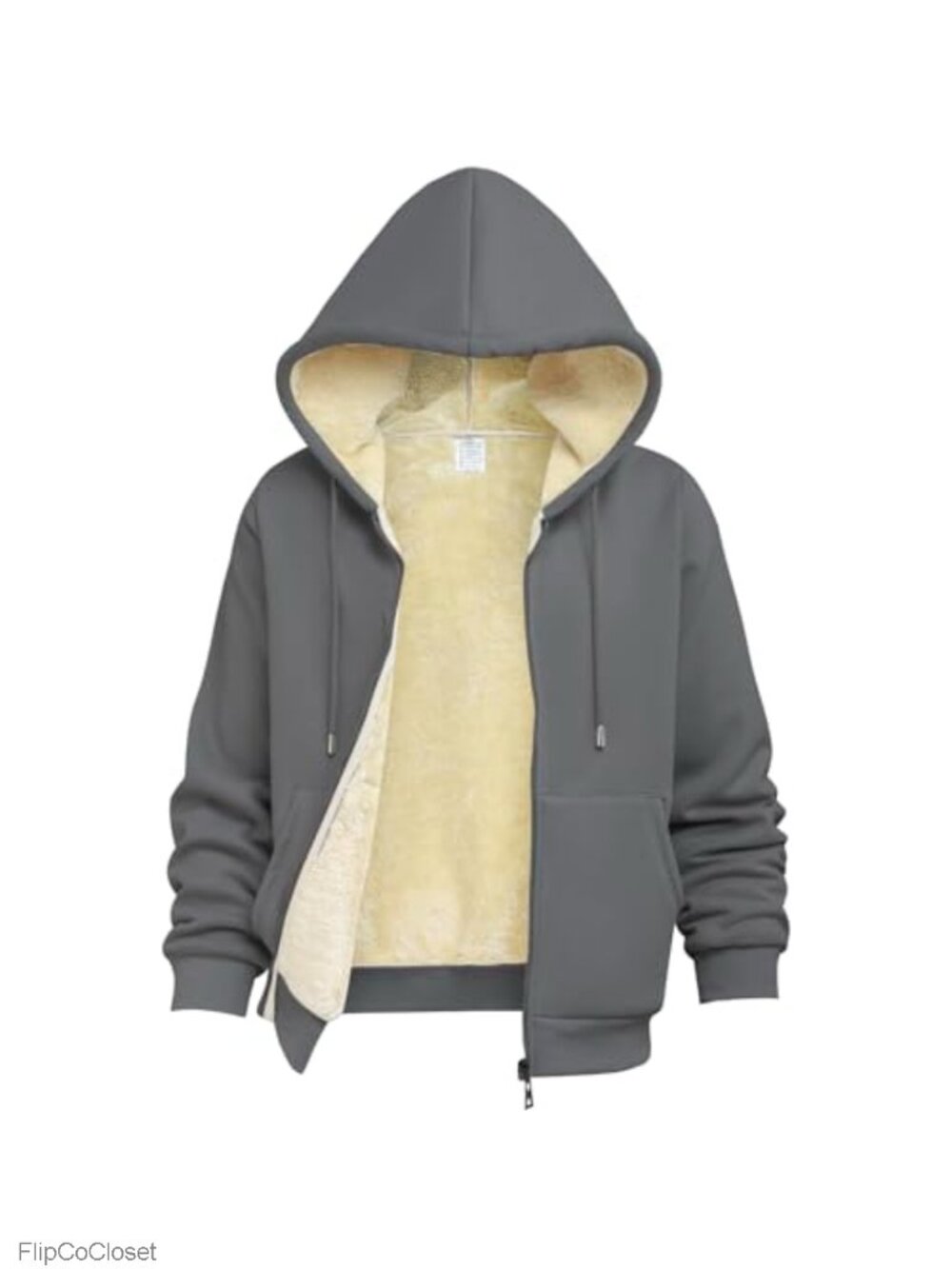 Sherpa Lined Full Zip Hoodie Warm Fleece Sweatshirt